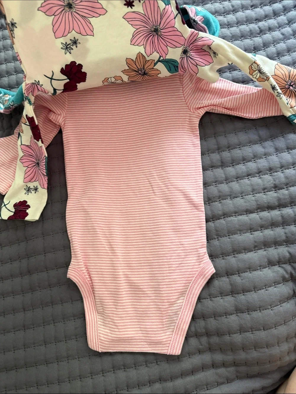 carter's Floral Long-Sleeve One-Piece Bodysuit in Teal